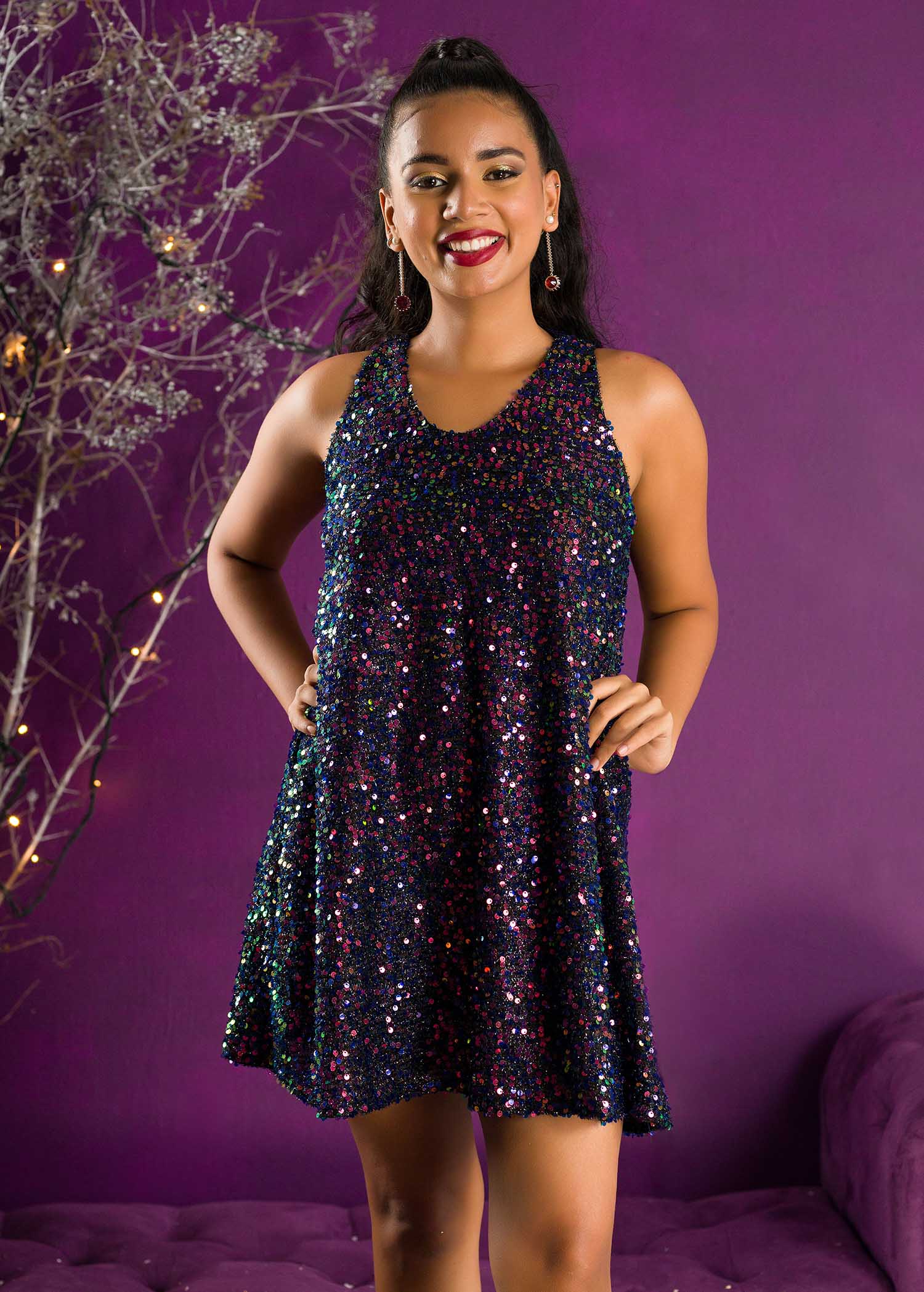 V-Neck sequin dress