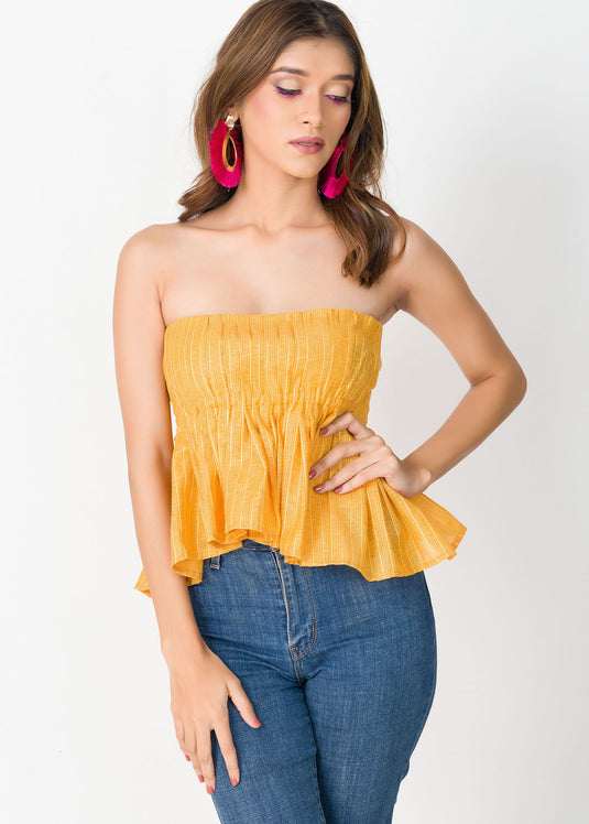 Pleated crop top | YEL