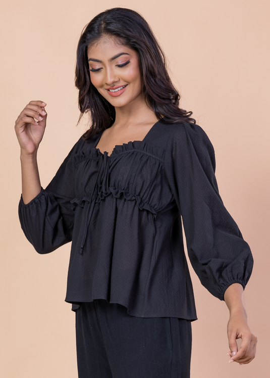 Frill detailed square neck top