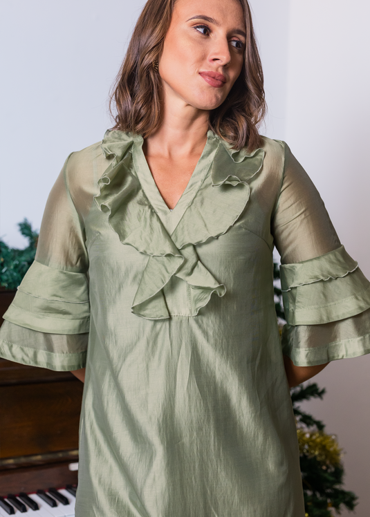 Frill Detailed Midi Dress