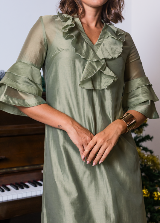 Frill Detailed Midi Dress