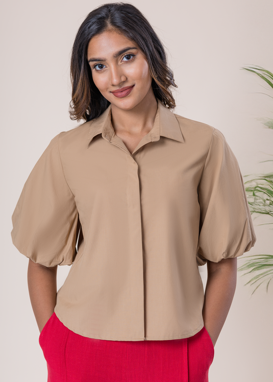 Puff Sleeve Button Down Blouse