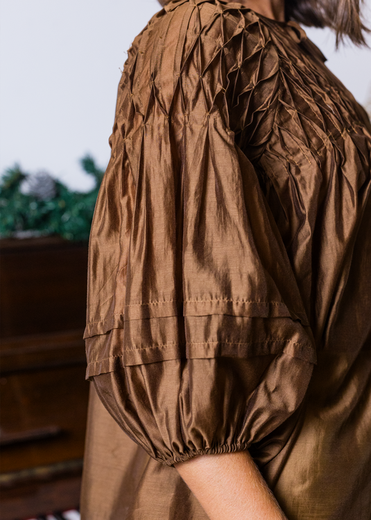 Oversized Blouse With Hand Smocking Detail