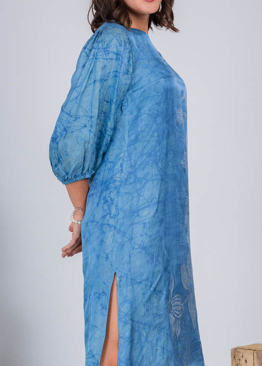 Batik V- Neck Double Slit  Dress