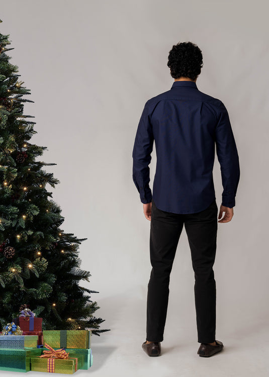 Deep Purple Party Wear L/S Shirt - Denim