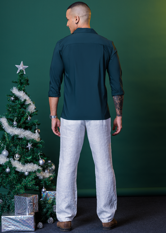 Cuban Collar Party Wear L/S Shirt