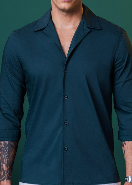 Cuban Collar Party Wear L/S Shirt