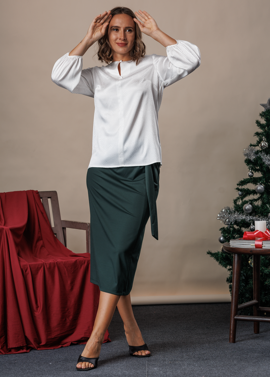 Side draped midi skirt