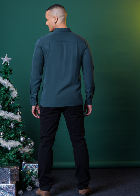 Party Wear Straight Hem L/S Shirt