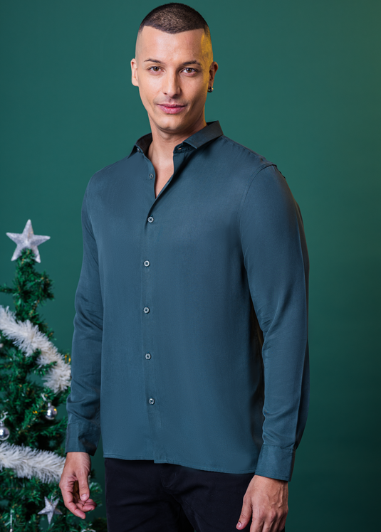 Party Wear Straight Hem L/S Shirt