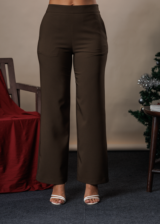Basic wide leg pant with side zipper