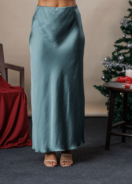 Bias satin maxi skirt