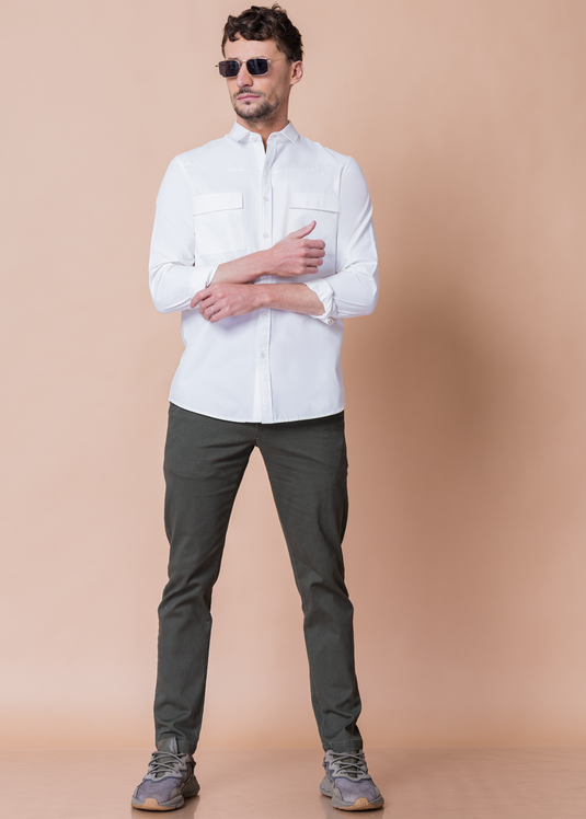 Poly Textured Long Sleeve Shirt