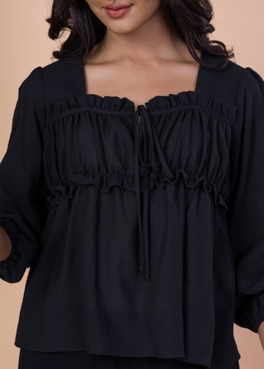 Frill detailed square neck top