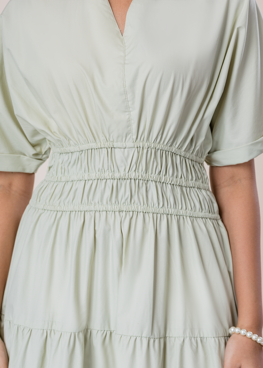 Shirred Waist Midi Dress