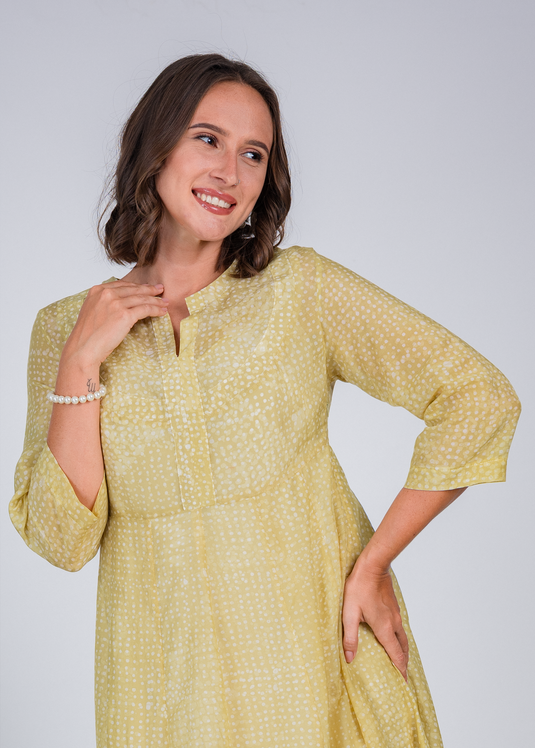 Batik Yoke Detailed Midi Dress