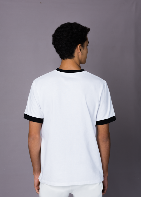 Black ribbed collar T shirt