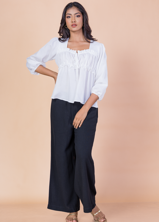 Frill detailed square neck top