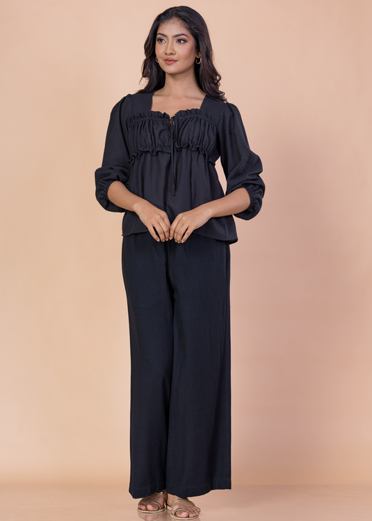 Frill detailed square neck top