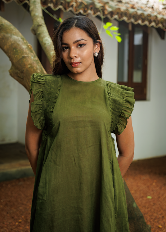 Smoking Detailed Sleeveless Ramie Dress