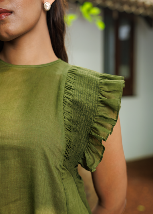 Smoking Detailed Sleeveless Ramie Dress