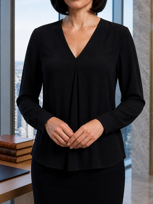 V neck blouse with front drape