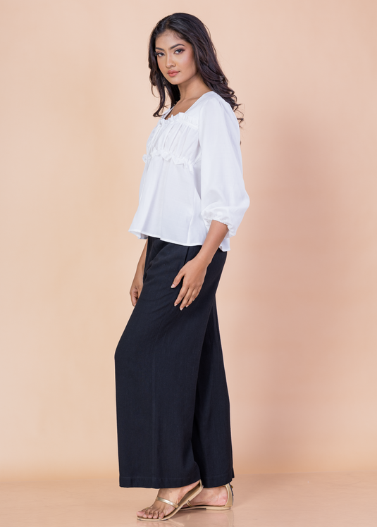 Frill detailed square neck top