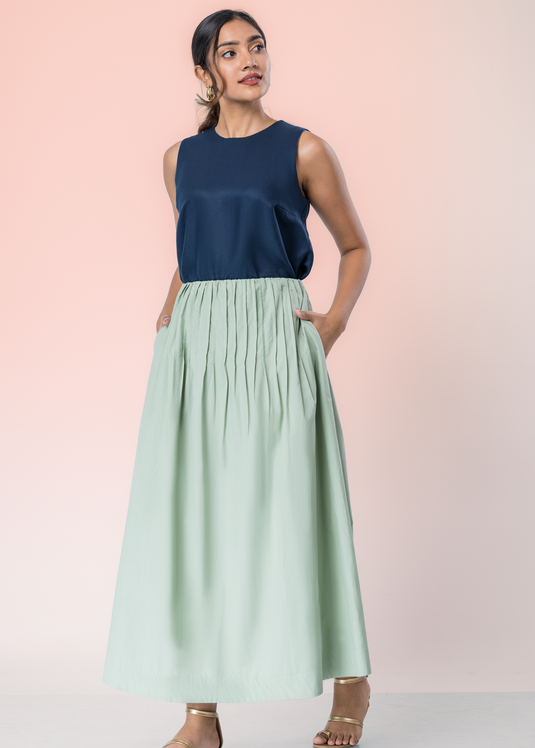 Maxi Slirt With Pin Tucks