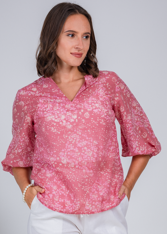 Balloon Sleeve V- Neck  Top