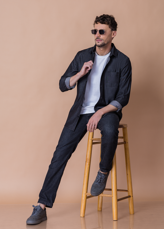 Heavy Wash Chambray Long Sleeve Shirt