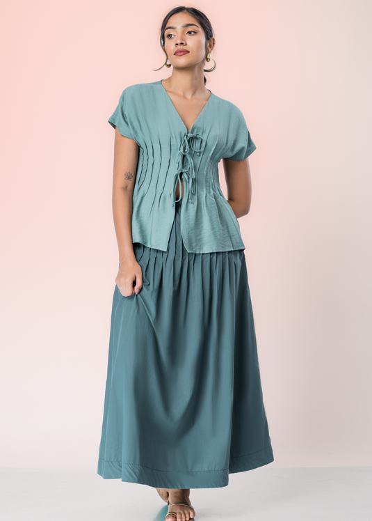 Maxi Slirt With Pin Tucks