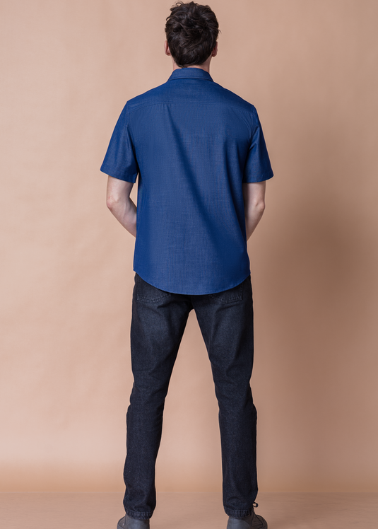 Double Pocket Chambray Short Sleeve Shirt