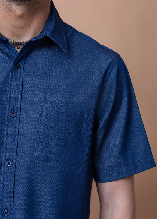 Double Pocket Chambray Short Sleeve Shirt
