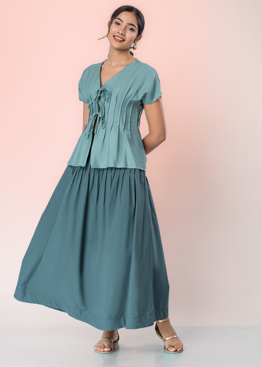 Maxi Slirt With Pin Tucks