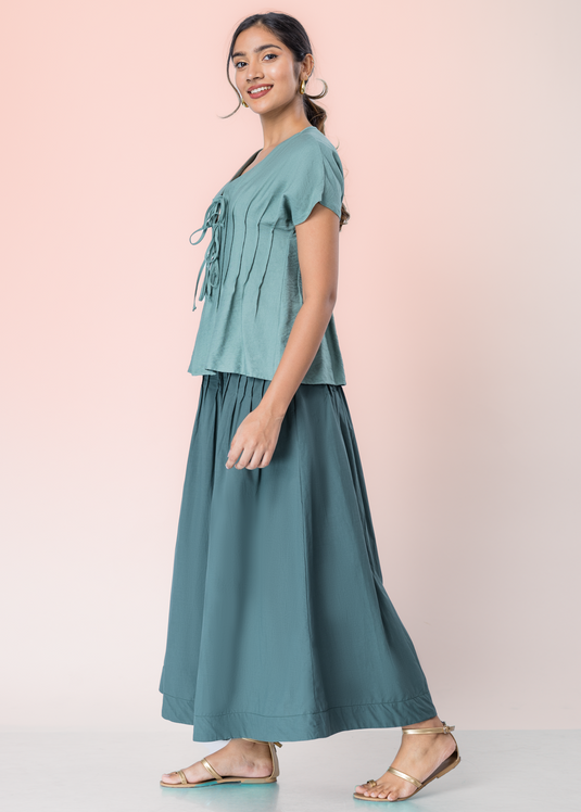 Maxi Slirt With Pin Tucks