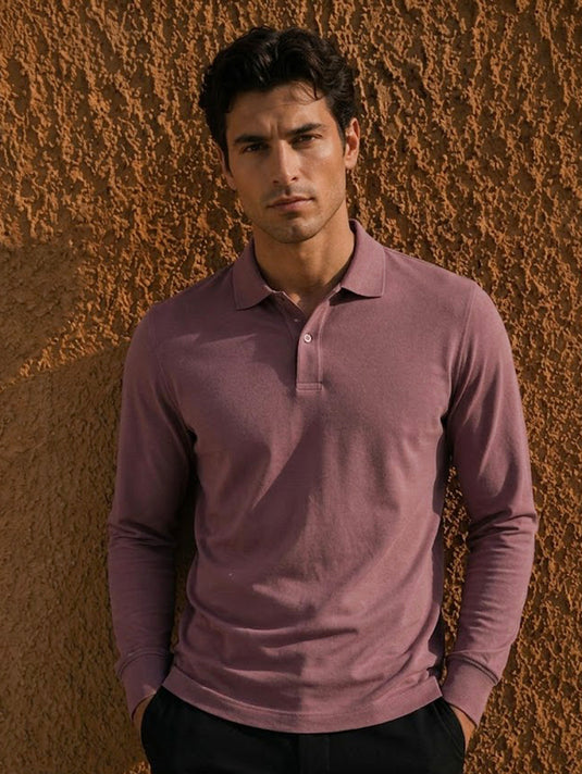 Casual Wear Self Collar Long Sleeve T-shirt