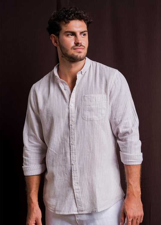 Casual Wear Stripe Linen L/S Shirt