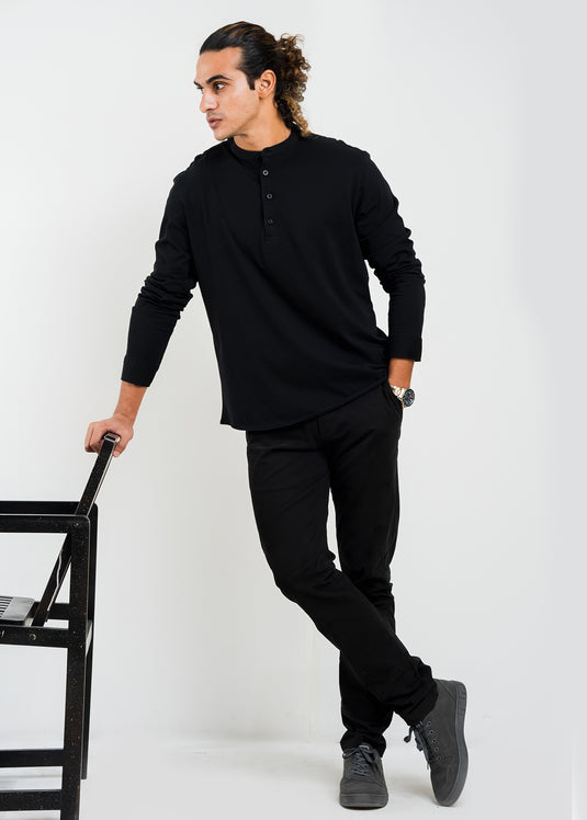 Mandarin Collar L/S T-Shirt