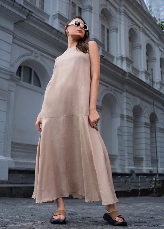 Sleeveless maxi dress with tiered panel