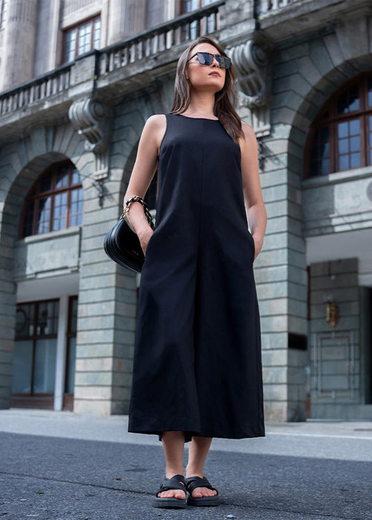 Deep back neck crop jump suit
