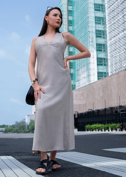 V neck bustier detail dress
