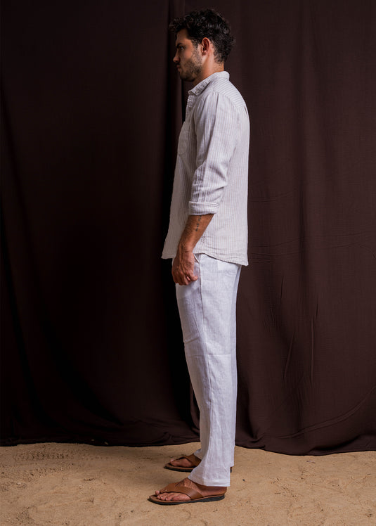 Casual Wear Stripe Linen L/S Shirt