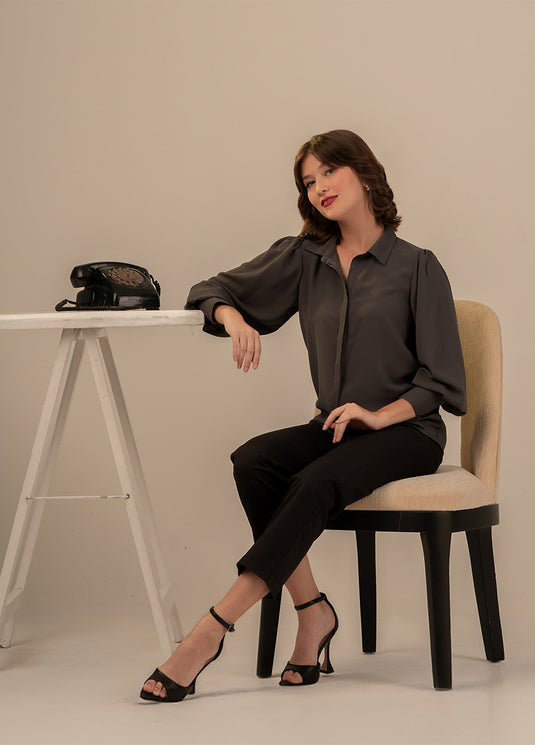 Long sleeve blouse with wide cuff