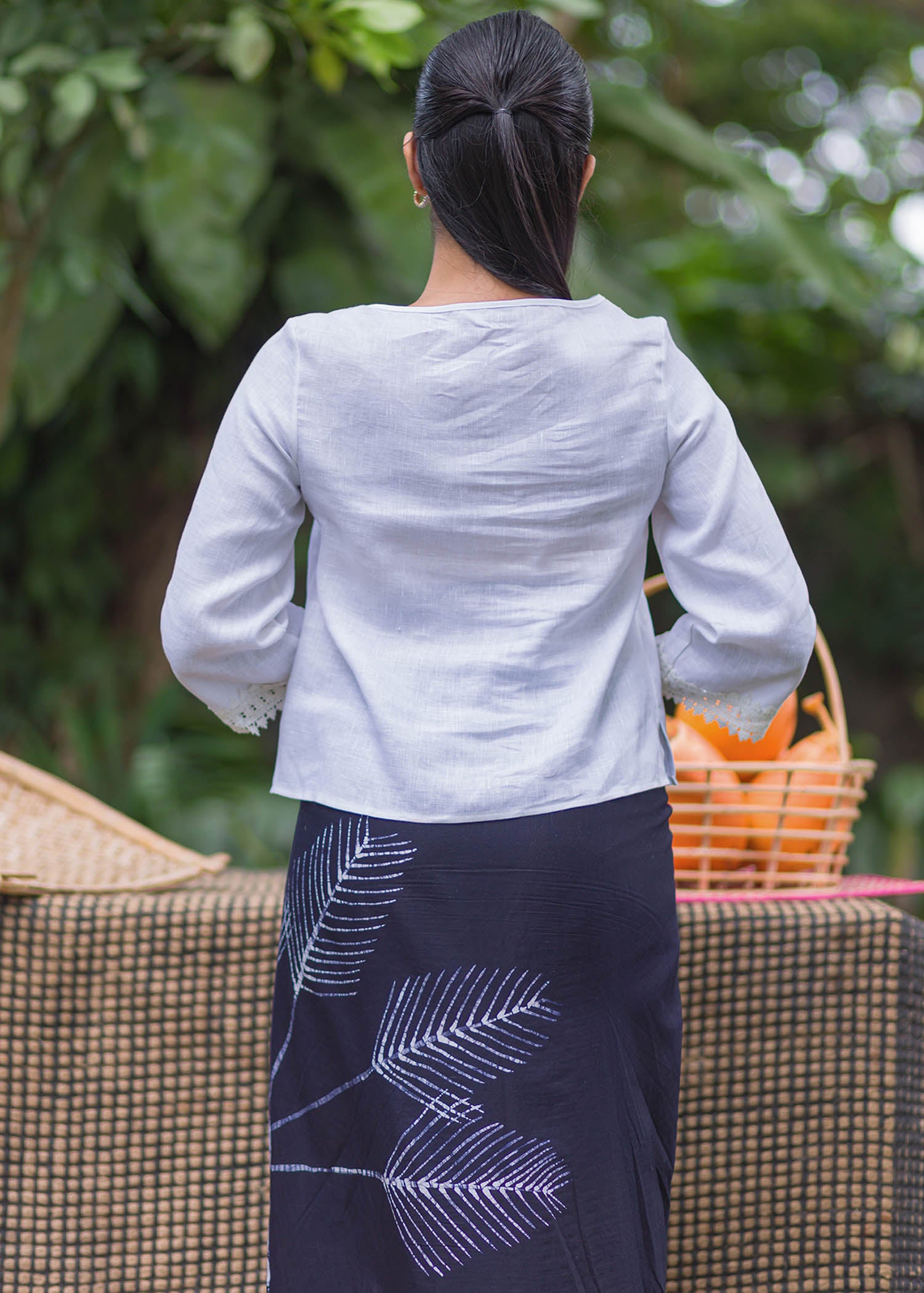 Linen Blouse With Lace Detail