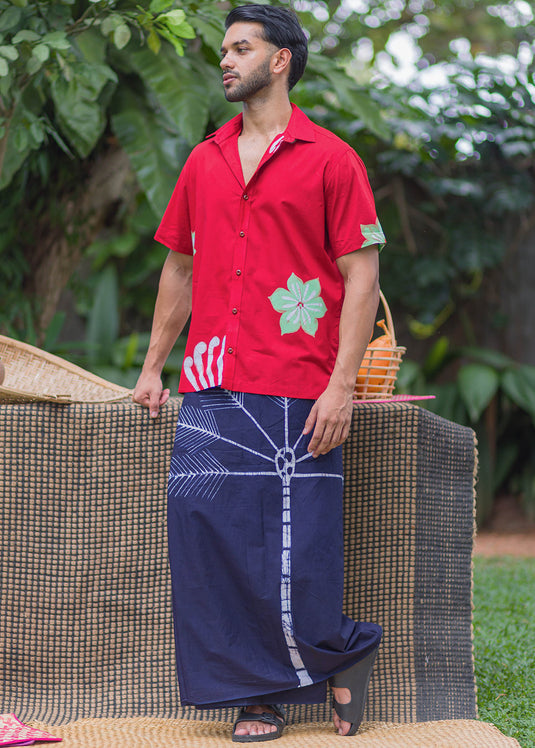 Batik Floral Red Shirt