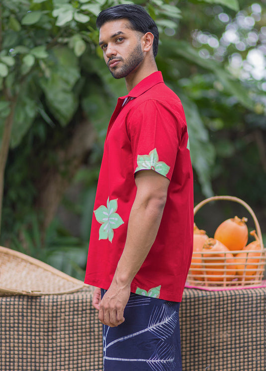 Batik Floral Red Shirt