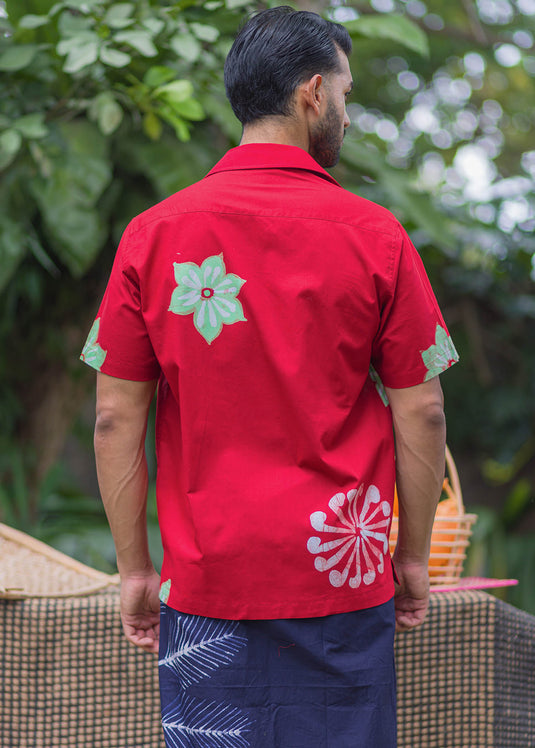 Batik Floral Red Shirt