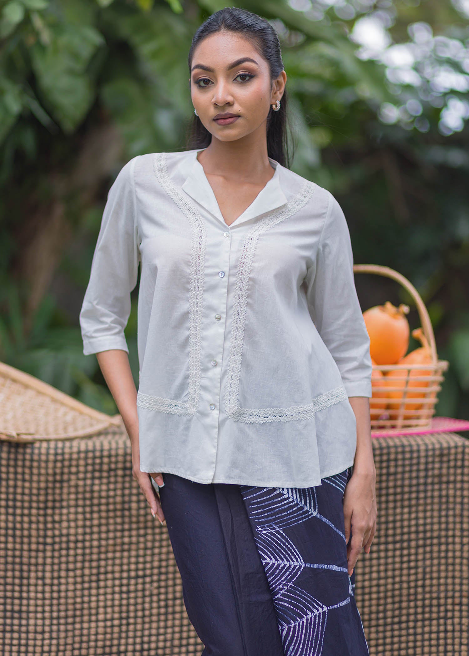 Linen Top With Lace