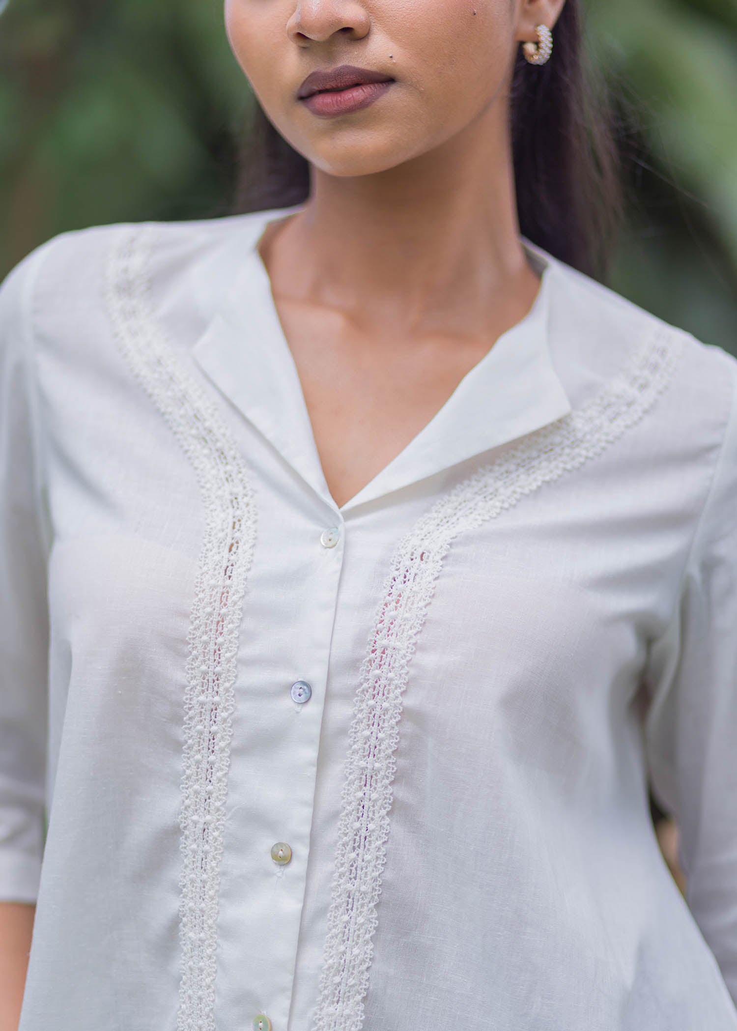 Linen Top With Lace