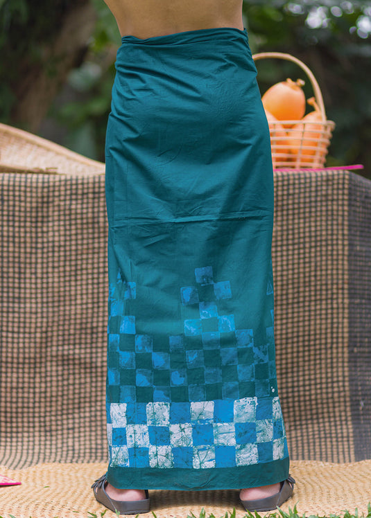 Batik Sarong With Squares Printed Border